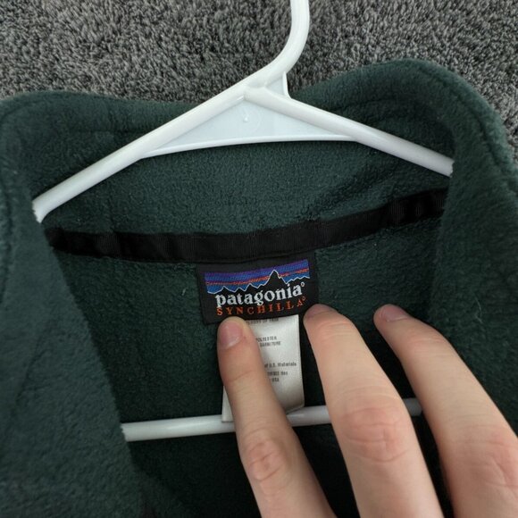 Patagonia Synchilla Mens Green Full Zip Jacket W/ Pocket Large Fleece Adult - Picture 6 of 15